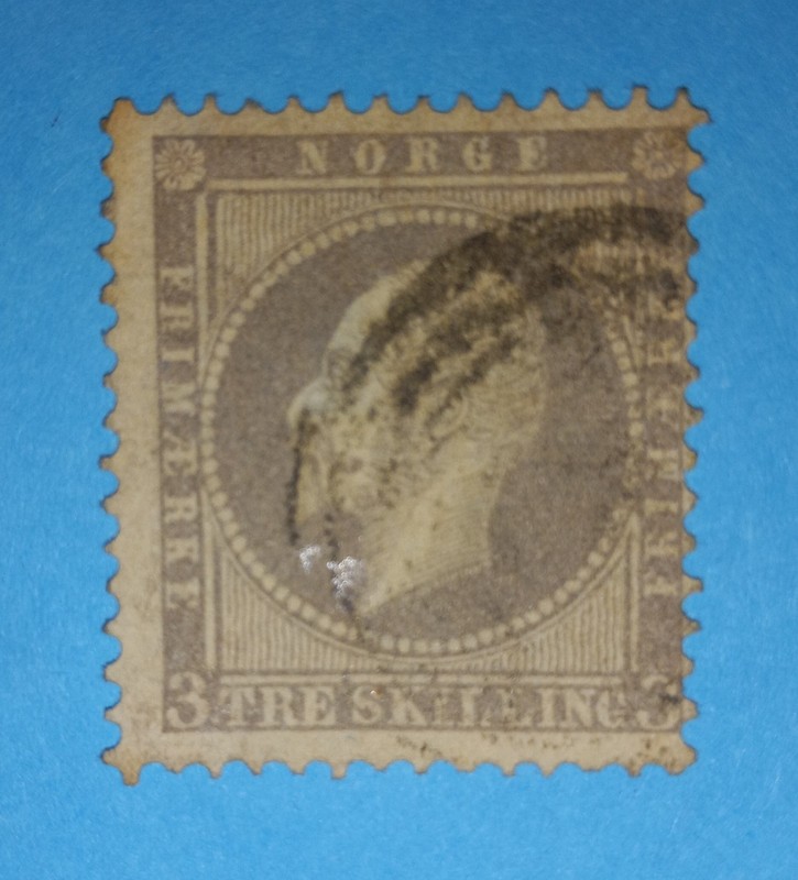 + 1857 Norway King Oscar 1st #3 A2 3Sk used