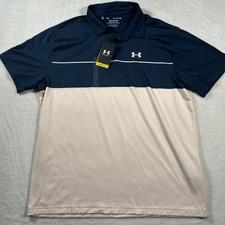Under Armour The Playoff Polo Blue/Pink Performance Golf Shirt Men's XL NWT