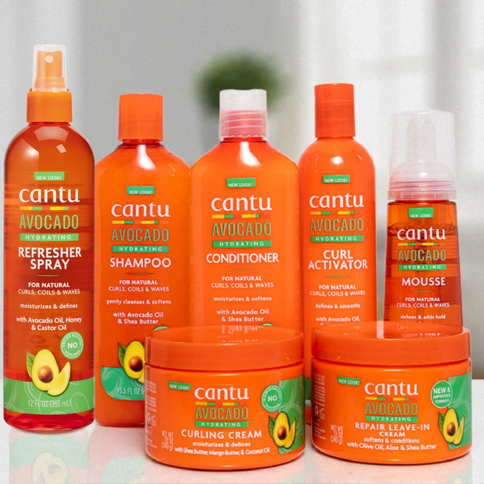 Cantu Avocado Shampoo, Conditioner, Creams, Spray – Full Hair Care Set