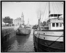 Weitzel Lock,TS Christie,freighter,engineering,Sault Stephen historic photo