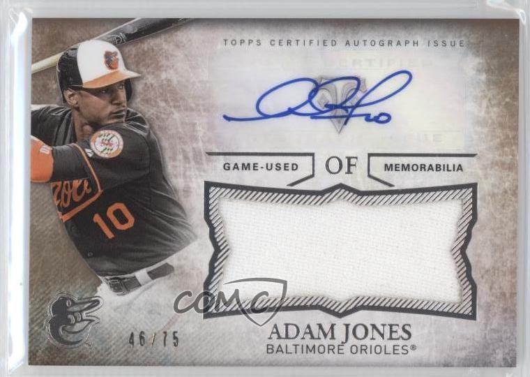 2015 Topps Triple Threads Unity Jumbo Relics Sepia 46/75 Adam Jones Auto 0b2