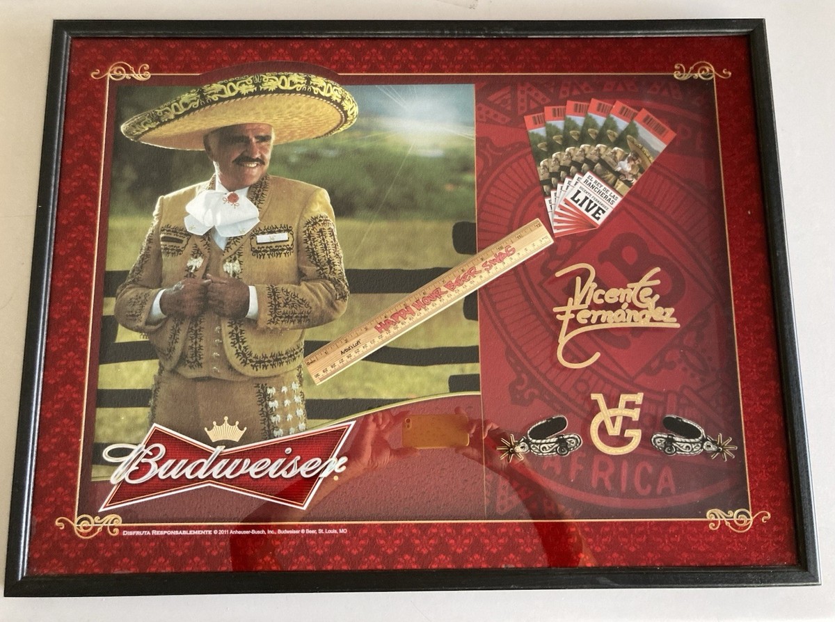 🔥RARE Budweiser Vicente Fernandez Shadow Box Display Frame beer