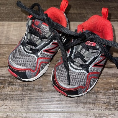 New Balance 695 - Baby Toddler size 3 Sneakers non-marking Flex Red Black Silver