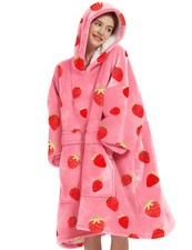 Cozy Wearable Blanket Hoodie for Adults Oversized Sherpa Sweatshirt with