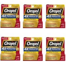 6 x OraJel PM 4X Tooth and Gum Medicated Pain Relief Cream for Nighttime, .25 oz