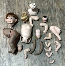 Porcelain Vintage Doll Parts Lot - Arms Leg Hands Heads - Mixed Sizes