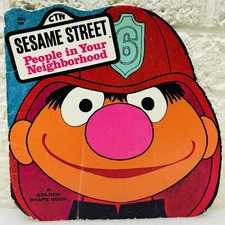 VTG‼ Sesame Street People in Your Neighborhood - Golden Shape PB Book 1971 • VG‼
