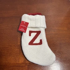 Letter Z Knit Monogram Mini Stocking White Wondershop Xmas Holiday Target 8" NEW