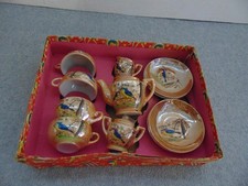 ANTIQUE 13 PIECE JAPAN PORCELAIN MINIATURE CHINA TOY TEA SET ORIGINAL BOX