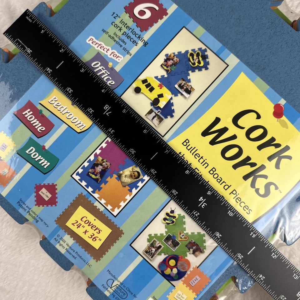 Cork Works Bulletin Board Pieces (6) 12” Interlocking Squares Covers 24in x 36in - Image 4 of 4