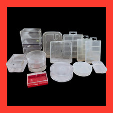 LOT of 19 Plastic Containers w/ Lids VARIOUS SHAPES SIZES Rectangle Round Square