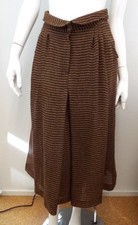 Vintage Giorgio Armani Brown Plaid Wool Blend Maxi Skirt 44 Fold Down Waist