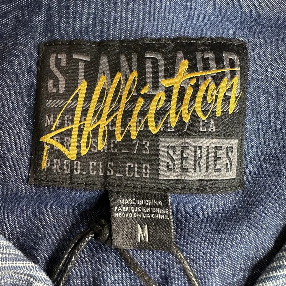 Camisa Tejida Affliction Sunset Azul Para Hombre M Nueva Con Etiquetas Azul Manga Larga Algodón Foto 3 de 4