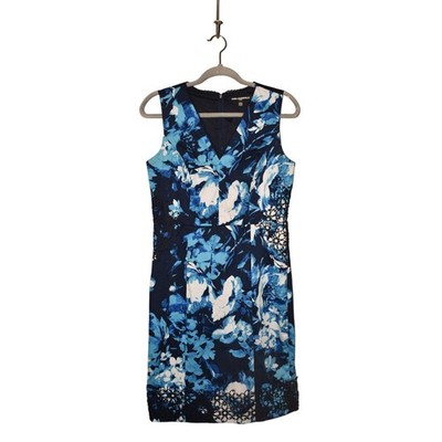 KARL LAGERFELD PARIS $140 Lace Trim Floral Poplin Sheath Dress Size 6
