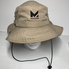 Mission Bucket Hat Unisex OS Tan Cooling Wide Brim Adjustable Chin Strap Snaps