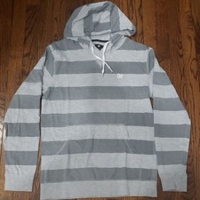 Men's Gray Striped Hoodie Size S