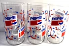 Vintage 90s Pepsi Cola Confetti Drinking Glasses Tumblers Set Of 3  Retro 14oz.