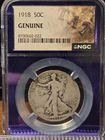 1918 Silver Walking Liberty Half Dollar Good Condition NGC Genuine