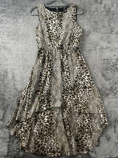 Forever 21 Womens High-low Sleeveless Dress Leopard Print Chiffon Size S