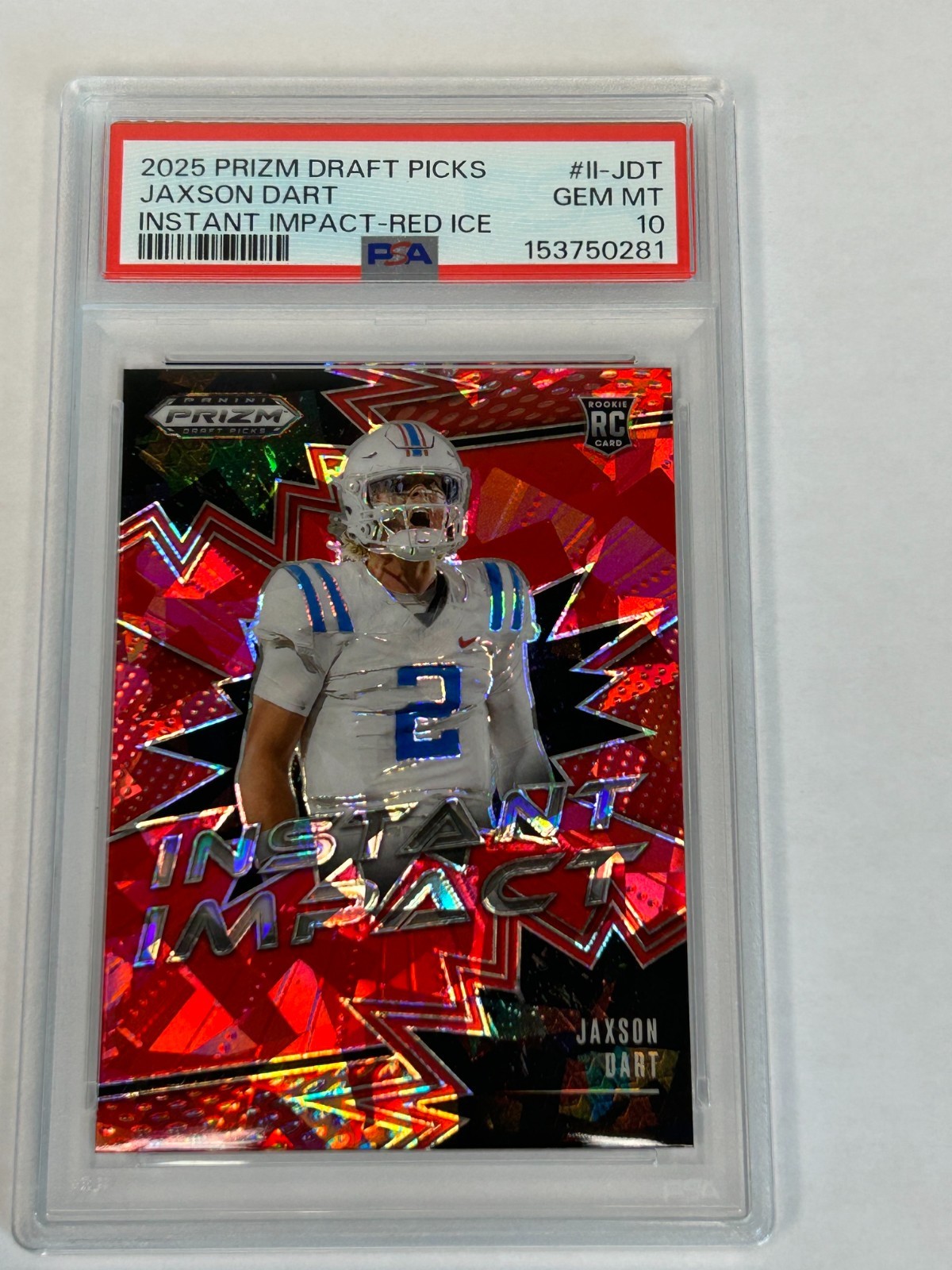 Jaxson Dart Panini Prizm Draft Picks Instant Impact #IIJDT Red Ice