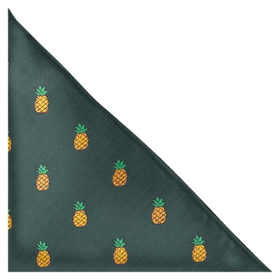 Einstecktuch Ananas dunkelgrün Fischgrät bestickt, Einstecktuch