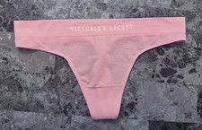 NWT VICTORIA'S SECRET LARGE PINK WHITE LOGO SEAMLESS RARE THONG PANTIES