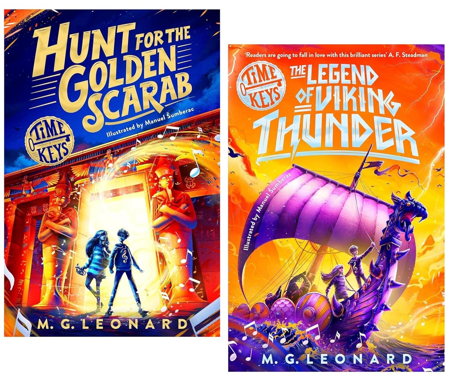 Time Keys Series Illustrated 2 Books Collection Set  by M. G. Leonard Thunder