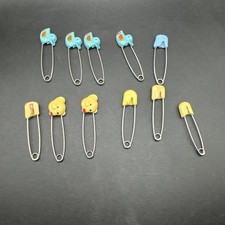 Vintage diaper safety pins Variety ducks Blue, Bears Yellow, 5 Misc lot Of 11