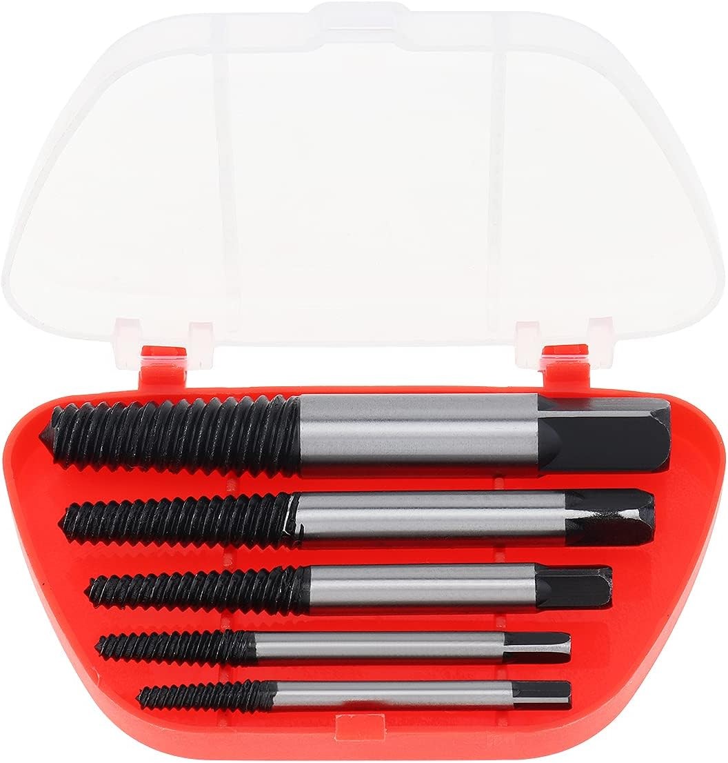 OriGlam 5PCS Screw Extractor Easy Out Set Drill Bits, Guide Broken Damaged Bolt