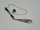 Clear Quartz Point Crystal Healing Pendulum Silver Tone Chain Chakra Beads — photo 2