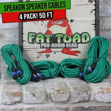 Speakon Wires 50FT (4x BUNDLE) DJ Speaker Cables | Studio Sound Stage PA Cords