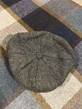 Christys London Men’s Hat 8 Piece Charcoal Herringbone Cap Size Large BNWT