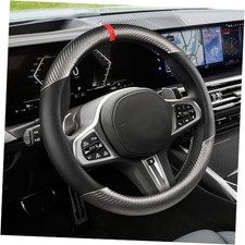 Carbon Fiber Car Steering Wheel Cover, Universal 15 inch Breathable Black/Gray