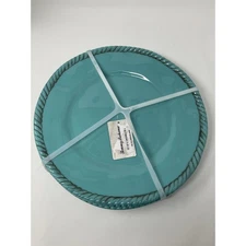 Tommy Bahama Melamine 11" Dinner Plates Set of 4 Turquoise Nautical Rope NEW