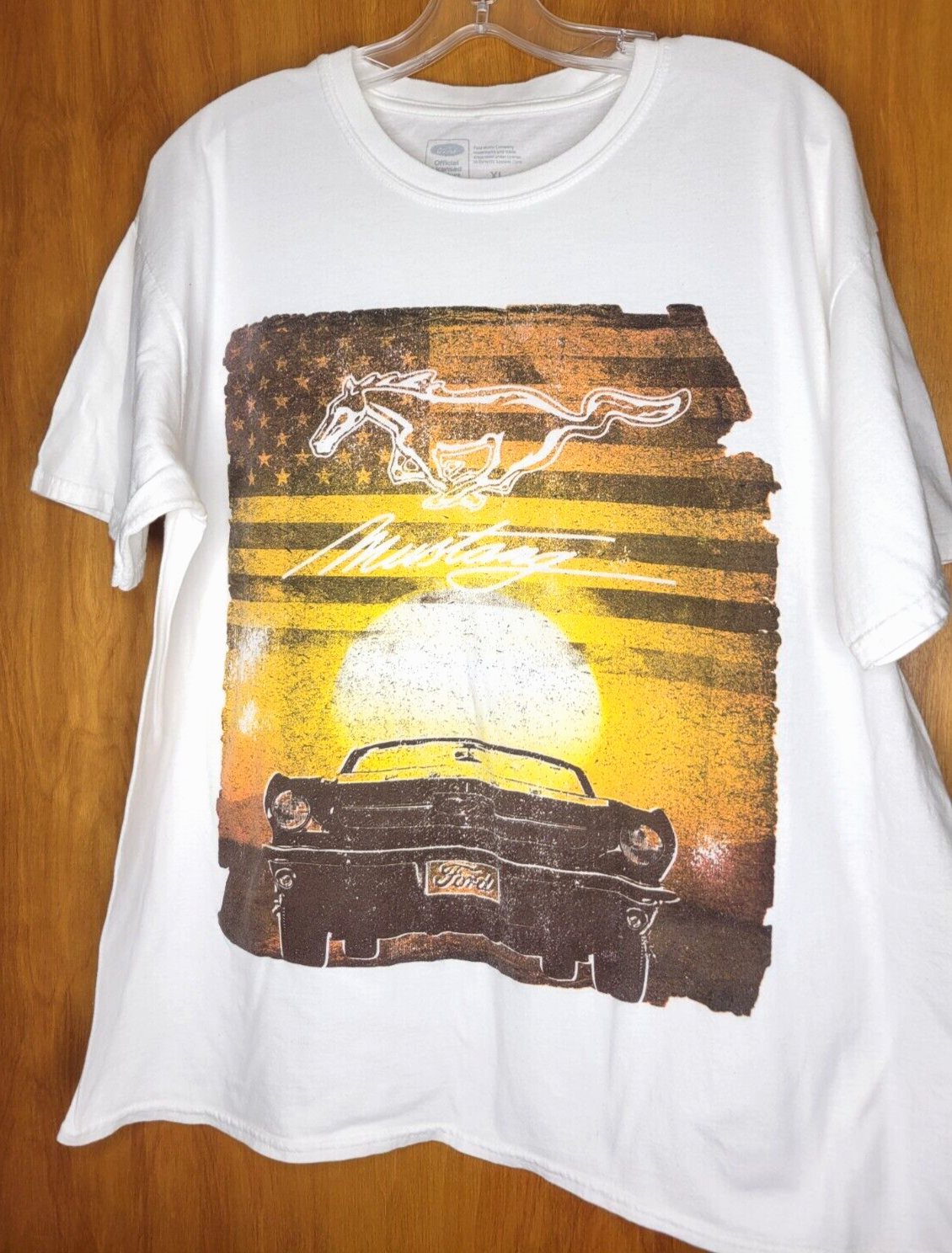 PONY T shirt FORD MUSTANG uomo bianca XL cotone