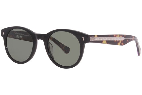 John Varvatos V542 Sunglasses Men's Black/Blue Round Shape 49mm