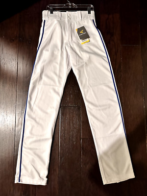 Easton Make baseball pants White adult small with blue piping Long style