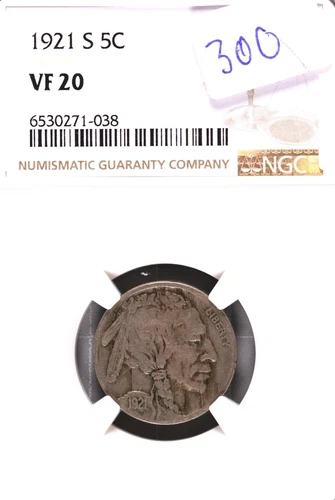 1921-S Buffalo Nickel NGC VF-20 #1-038