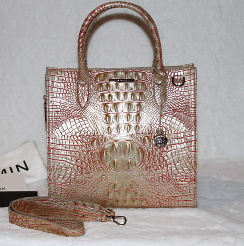 BRAHMIN LARGE Caroline Satchel Tote Bag Leather Purse Sunkiss Melbourne