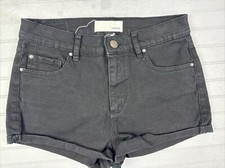 Garage Size 3 Womens Shorts Retro High Waist Black Denim Jean Stretch