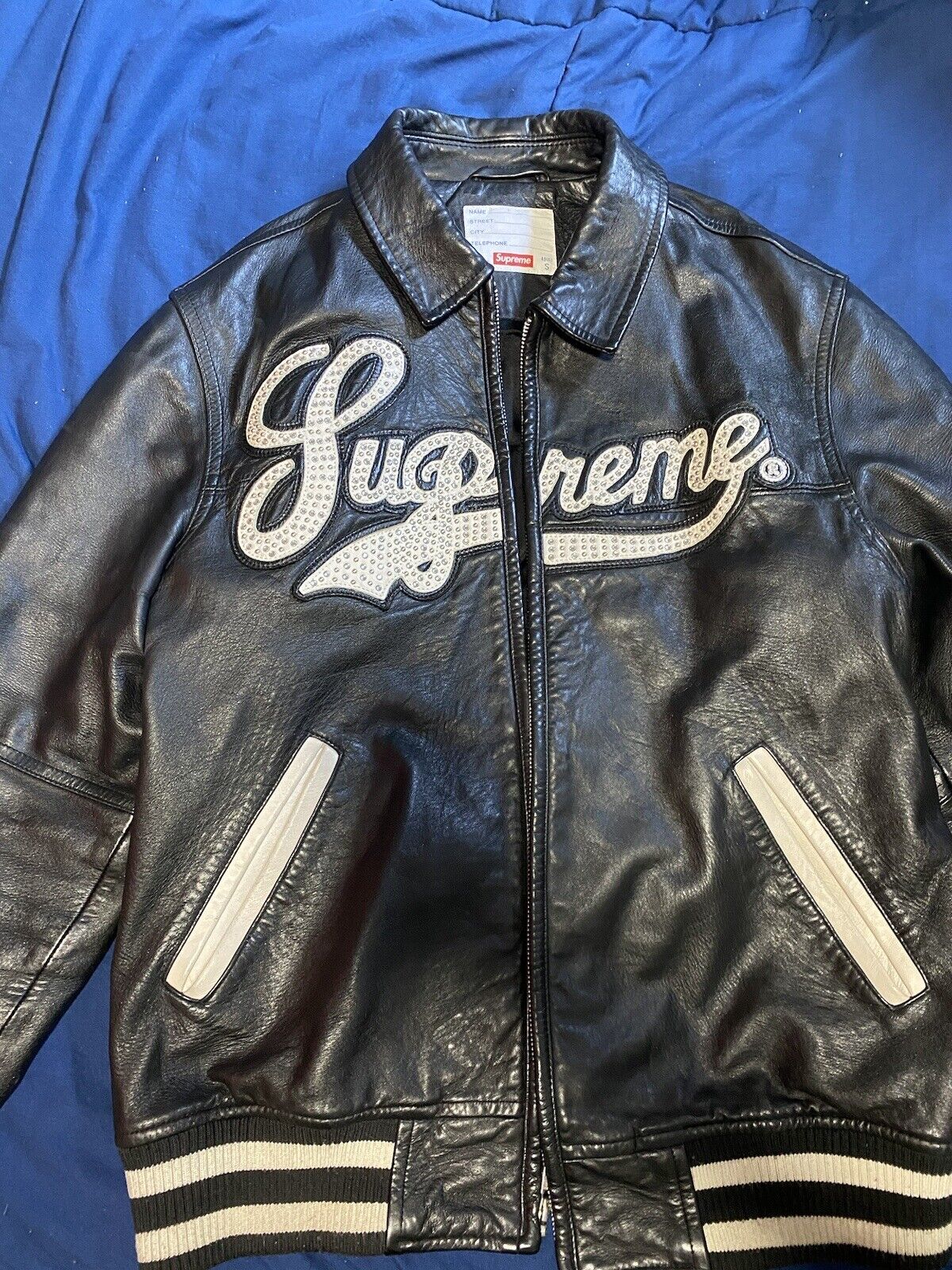 supreme uptown studded varsity leather jacket size Medium M Rare