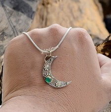 Green Onyx Round Cut Gemstone Moon Pendant 925 Sterling Silver Necklaces/pg-74