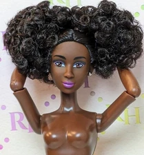 New FRESH DOLLS AA ARTICULATED Doll For OOAK Curly AFRO PUFFS Natural Hair LUNA