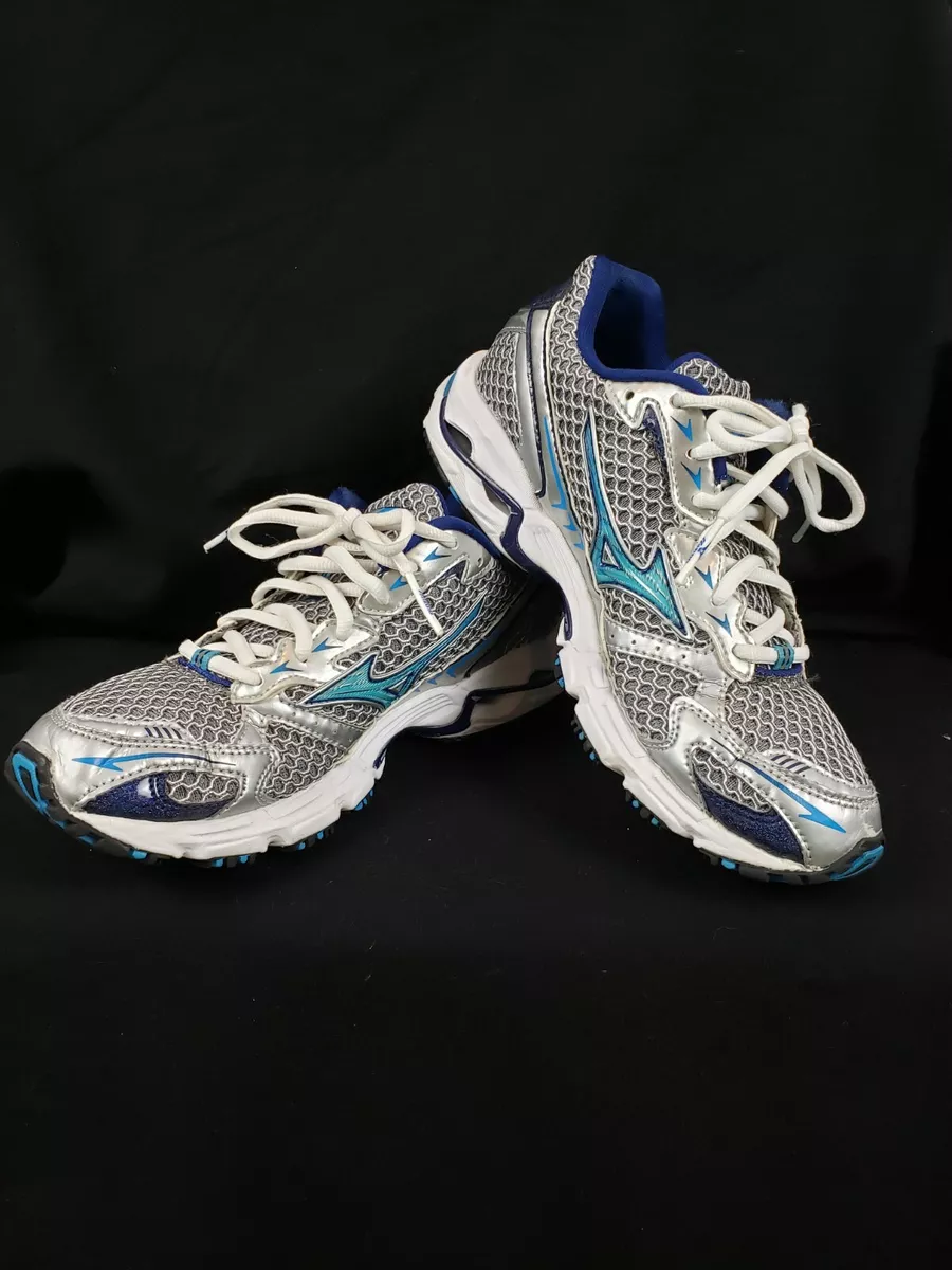 Mizuno Wave Rider 13 Silver Blue Mesh Womens Size 7 Running Shoes 410388.735S
