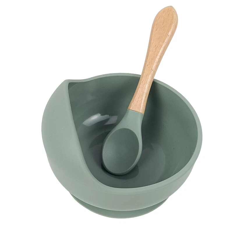 Ventosa de silicona tazón de comida complementario para bebé de grado alimenticio juego de cuchara 1x Foto 4 de 4