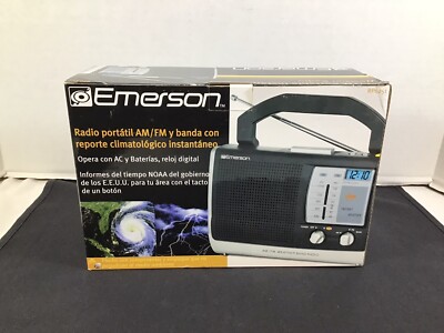 Emerson Portable Instant Weather AM FM Radio Plug In Or Battery RP6251 ...