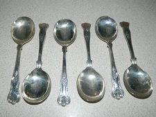 Set Of 6 Silver Plated EPNS Kings Pattern Soup Spoons 17cm Approx