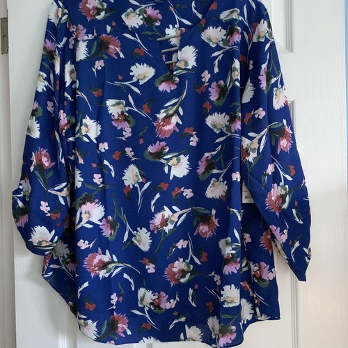 APT.9 BLUSE GRÖSSE 3X BLAU BUNT GEBLÜMT ÄRMEL 3/4 DAMEN BLUSE. NEU MIT ETIKETT - Bild 3 von 12