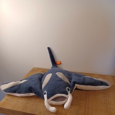 Wild Republic 10” Manta Ray Peluche Raya Azul Marino/Gris/Blanco 17x21" K&M