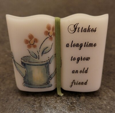 Collectible Knick Knack - Open Book with Flowers And Verse About Friends 